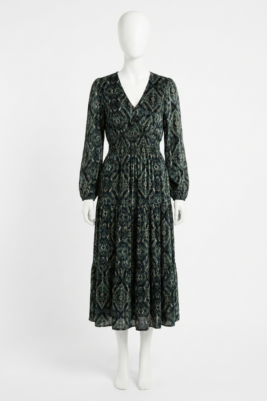 NEW APRICOT empire smock waist tiered dress in green